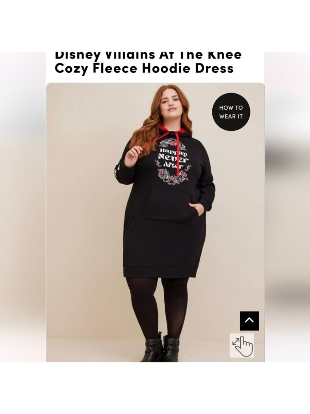 Torrid  Disney Villains Dress, Hoody Dress Happily Never After graphic black 1x - Picture 8 of 10